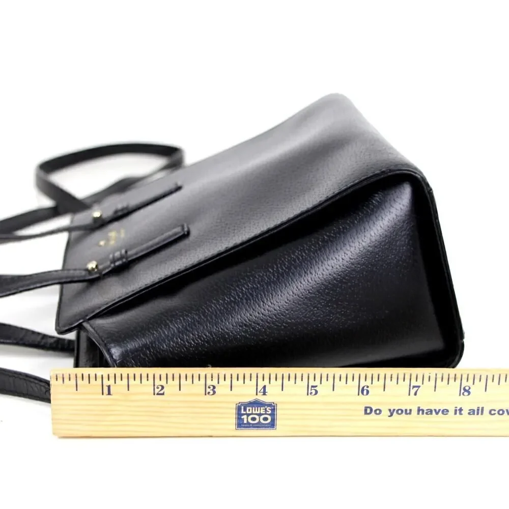 kate spade NY BLACK GENUINE LEATHER SHOULDER BAG X-BODY SATCHEL HANDBAG PURSE
